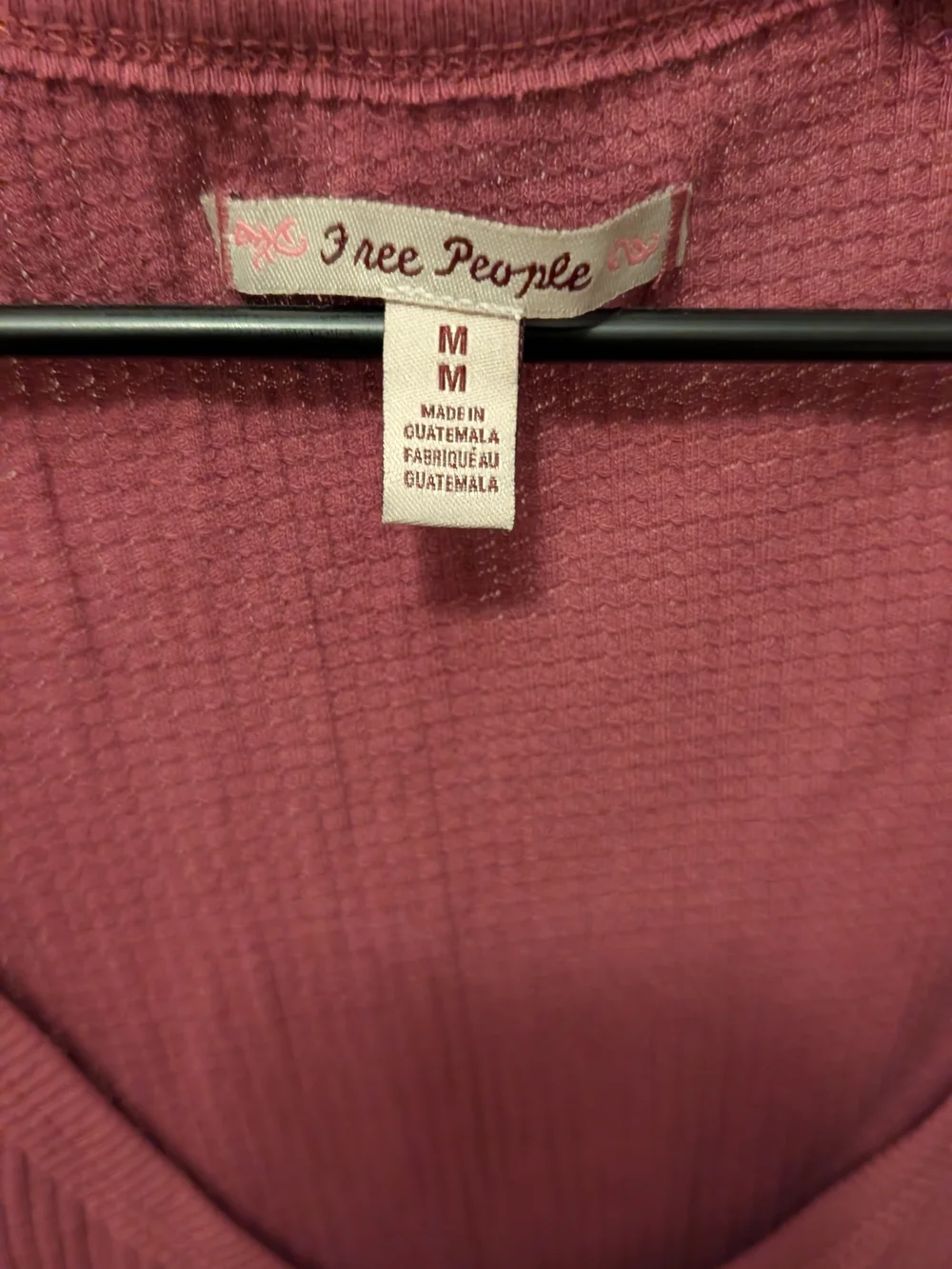 Free People Mauve Waffle Knit Top Size Medium